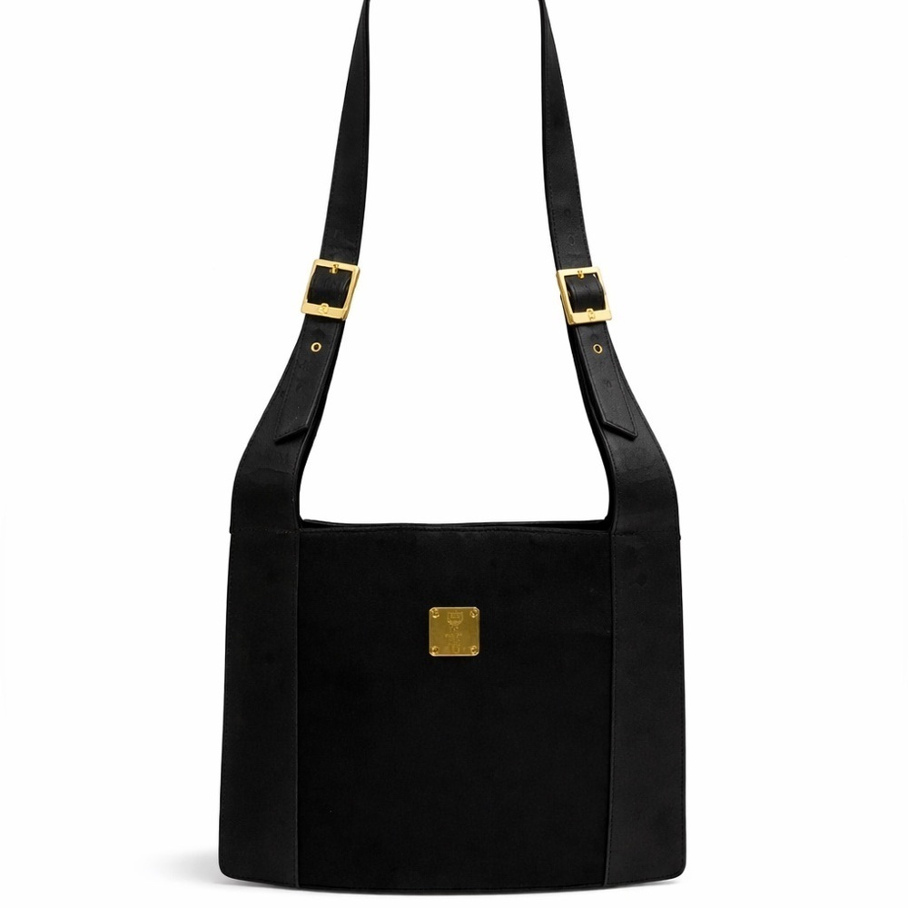 MCM Black Shoulder Bag with Gold Accents